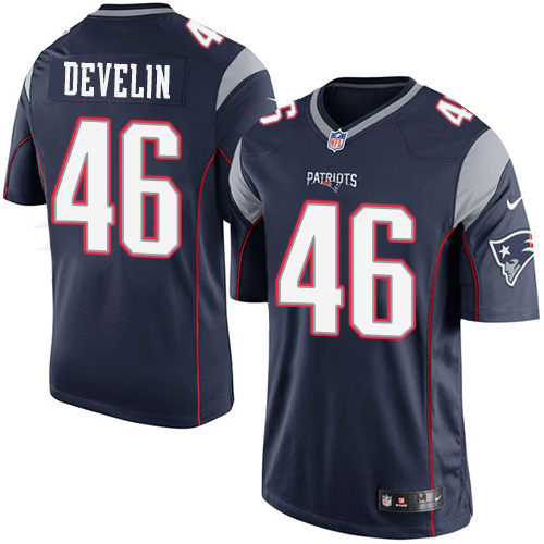 Youth Elite James Develin Nike Jersey Navy Blue Home - #46 NFL New England Patriots